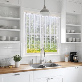 Heveer Short Curtains Kitchen Curtains Rod Pocket Cafe Curtain Small Window Curtain for Small Windows Bathroom Bedroom 1 Piece 100 * 90cm
