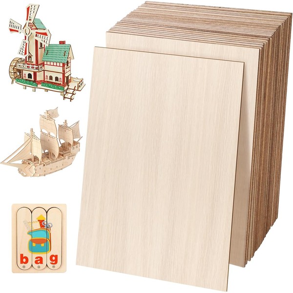 24 Pcs Basswood Sheets, 4x6 in 1/16 In, Thin, Plywood