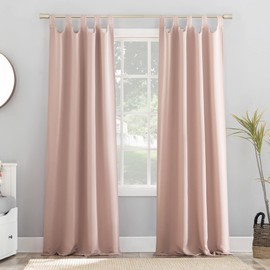 Sun Zero Easton Energy Saving Blackout Tab Top Curtain Panel, 40" x 63", Blush Pink