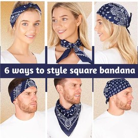 baizhong Bandana Head Scarf for Men and Women, Stylish Cowboy Headband Handkerchief, Multi-purpose Hair Scarf Paisley Print Unisex Headwraps (Navy Blue)