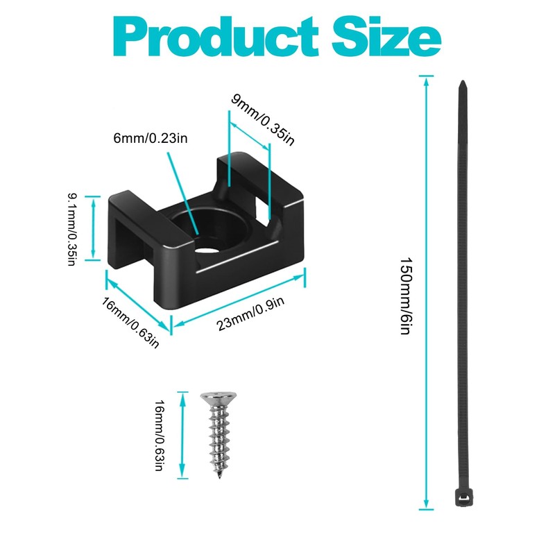 Cable Zip Tie Mounts Kit - 55 Set Wire Cable