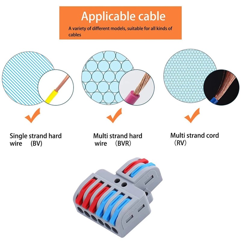 Digi Electrical Wire Connectors Terminal Block 2 in 6 out