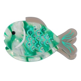 Green Fish Claw Hair Clip for Girls Women 3.15" Acrylic Ocean Sea Animal Strong Hold Jaw Cellulose Acetate Hair Catch Barrette Non Slip,Her Summer Beach Vacation Birthday Gift