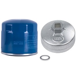 Struggling Engine Oil Filter 26300-35505 with Drain Plug Gasket 21513-23001 & 79mm Oil Filter Wrench Fit for Hyundai, Kia Compatible with 26300-35504 26300-35503