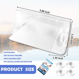 2025 Upgraded EZ Pass Holder for Windshield,Stylish Ezpass Holder for Windshield with Super Strong Suction Cups,Universal Ezpass Mounting Strips Car Interior Accessories (2PCS)