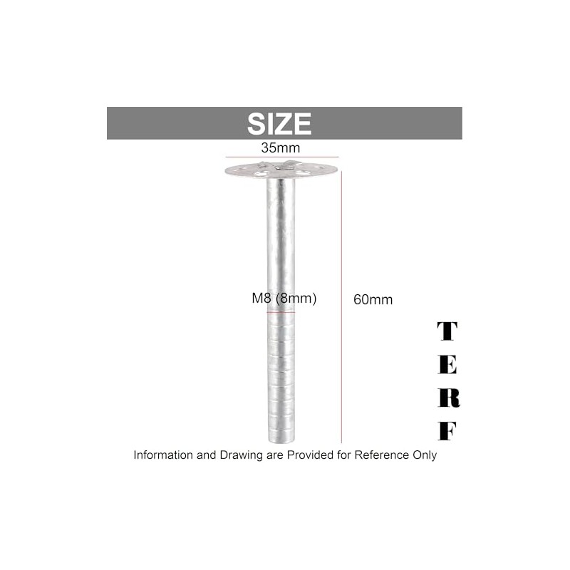 TERF® M8 X 60mm Metal Insulation Fixing Anchor M8 (8mm)