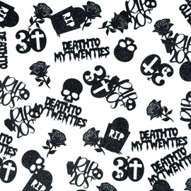Death to My Twenties Confetti, Black Glitter R.I.P 20S Table Scatters, 30th Birthday, Tombstone, Skull, Black Roses, Funeral Theme Death to My 20s Bday Confetti, Gothic 30th Birthday Party Sprinkles
