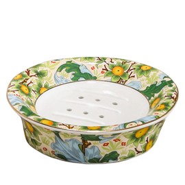 Floral Decorative Self Draining Soap Dish, Double-Layer Round Soap Tray, Vintage Ceramic Soap Dish (Style A)