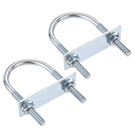 TA-VIGOR 2 sets M8 Round U-Bolts, 50mm Inner Width 100mm Length Steel U-Bolts with Nut, Plate for Attaching Piping Conduit Cable Tube Brackets Boat Trailer