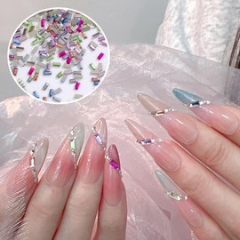 100Pcs Colorful Diamond Nail Gems and Charms Square Mini Nail Rhinestones Flat Back Mixed Color Diamond Nail Charms Summer Rhinestones Nail Jewels for Nail Art Manicure Decoration Accessories