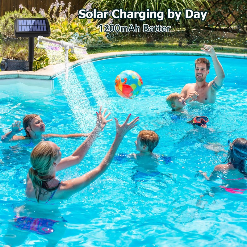 Solar Pool Fountain with Lights-7 RGB Colors & 42 Lighting