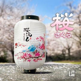 PaperLife, Japanese Style Cherry Blossom Paper Lanterns, Handmade Original Design, Ideal for Home Décor, Wedding Decorations, Photography Props, Bedroom Chandelier, Foldable and Easy to Assemble. (A)
