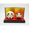 Usaburo Sosaku Kokeshi Doll Pair Happy Daruma with Display Stand