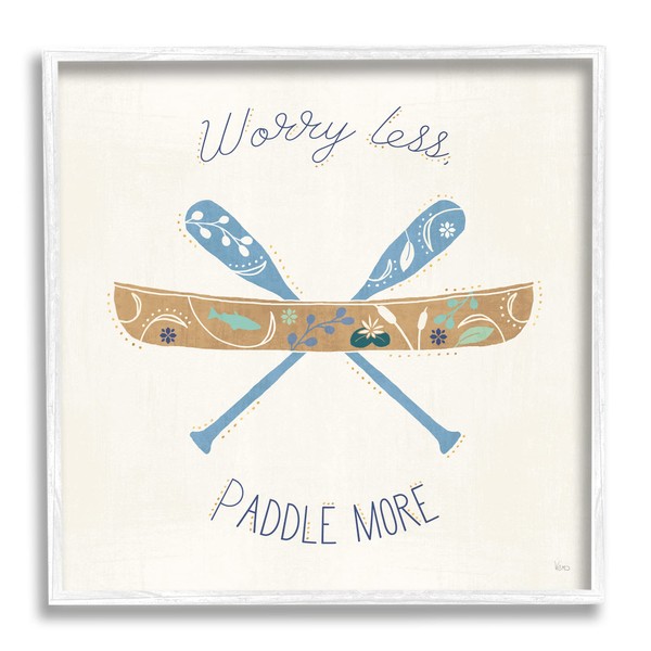 Stupell Industries Worry Less Paddle More Canoe Boat Typography Framed
