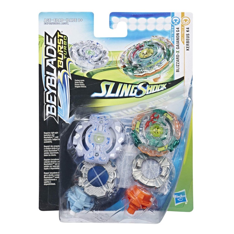 Beyblade Burst Turbo Slingshock Dual Pack Kerbeus K4, Blizzard-X Gianon