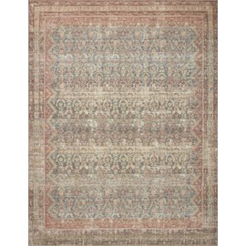 Loloi Angela Rose Aubrey Collection AUB-03 Ocean/Spice 7'-6" x 7'-6", .19" Pile Height, Round Area Rug