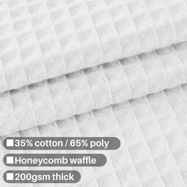 Barossa Design Honeycomb Waffle Weave Shower Curtain Cotton Blend Extra Long 84 inch Height, Hotel Luxury, Heavy Weight, Spa, Washable, White, 72x84 Fabric Shower Curtain for Bathroom