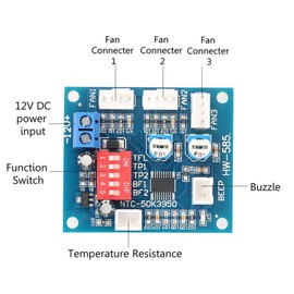 Fafeicy DC12V PWM Fan Speed Controller Four Wire Controller Module for PC Fan Speed Controller with Automatic Temperature Control and Alerted