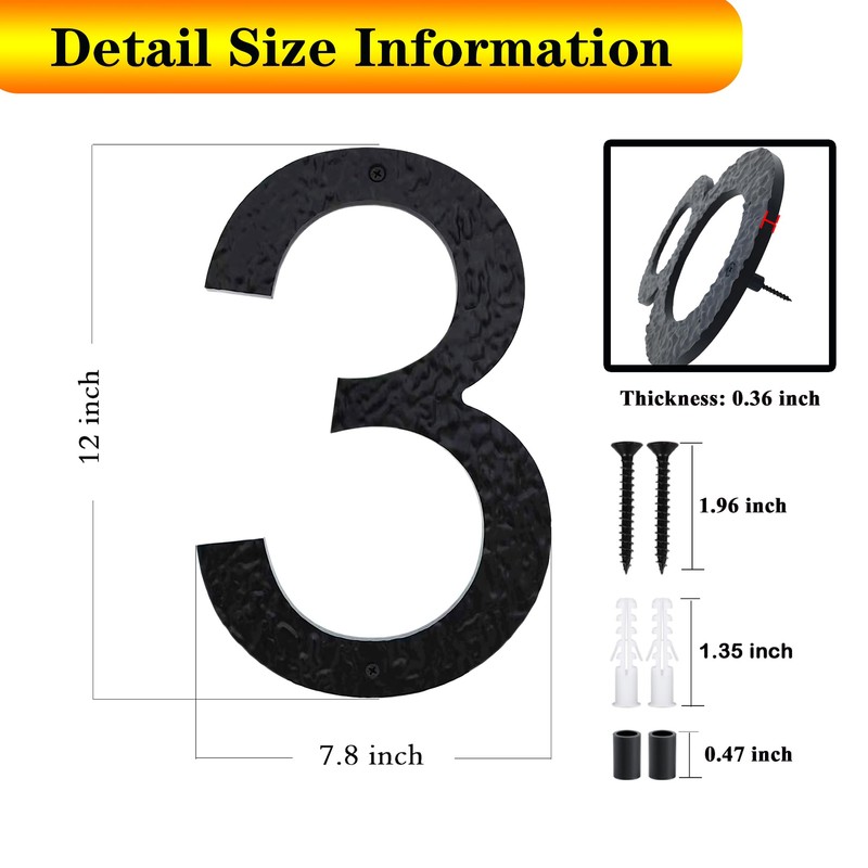 TripDock 12 Inch High House Numbers for Outside - Anti-Fading