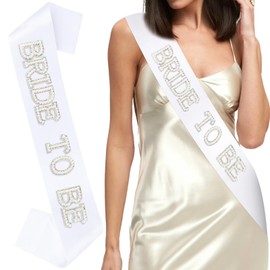 BAHABY White Bride to Be Sash Bachelorette Party Decorations Bridal Shower Engagement Party Decorations