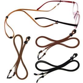 Onwon 3 Pcs Adjustable Eyeglass Strap PU Leather Glasses Cords Retainer Fit for All Glasses