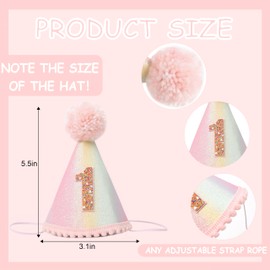 1st Birthday Rainbow Hat For Baby - Baby's Party Rainbow Cone cap - First Birthday Photo Prop Hats - One Year Old Birthday Rainbow Party Decor - Children's Mini Rainbow 1st Birthday Crown