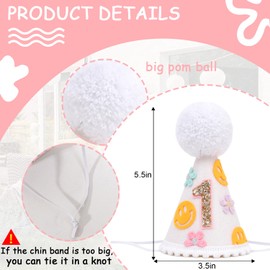 LINLULU Daisy groovy one birthday hat for girls - spring 1st birthday hat, groovy one first birthday decorations, floral 1st birthday crown, daisy 1st birthday decor