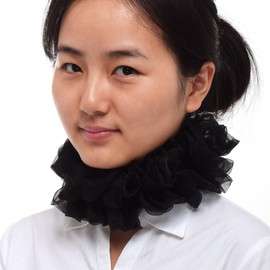 BLESSUME Victorian Ruffle Collar Renaissance Costume Neck Ruffle Cosplay Props (Black)