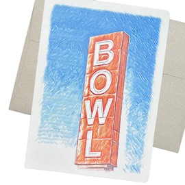 Whitman and Daughter Bowling Greeting Card (5X7 Inch, 1 Premium Card, Blank Inside) also for Bowling Party Invitations or pair with Bowler Gifts - 102