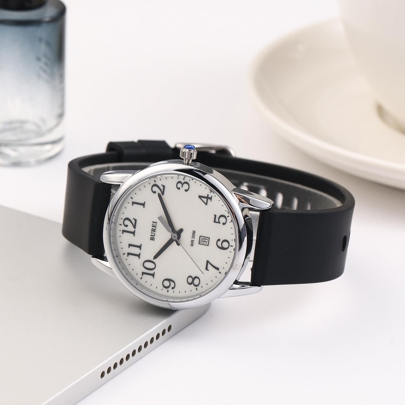 Womens Minimalist Watches Black Silicone Ultra Thin Analog Quartz Waterproof