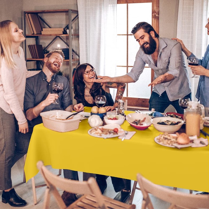 Table Cloth Rectangle Table 2 Pack Yellow Table Cloth Plastic