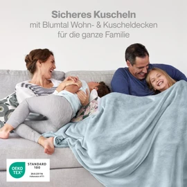 Blumtal Cuddly Fluffy Blanket, Oeko-Tex Certified Fleece Blanket, 130 x 150 cm, Blanket 130 x 150 cm, Couch Blanket as Home and Cuddly Blanket, Fluffy Blanket, Cuddly Blanket, 130 x 150 cm, Light Blue