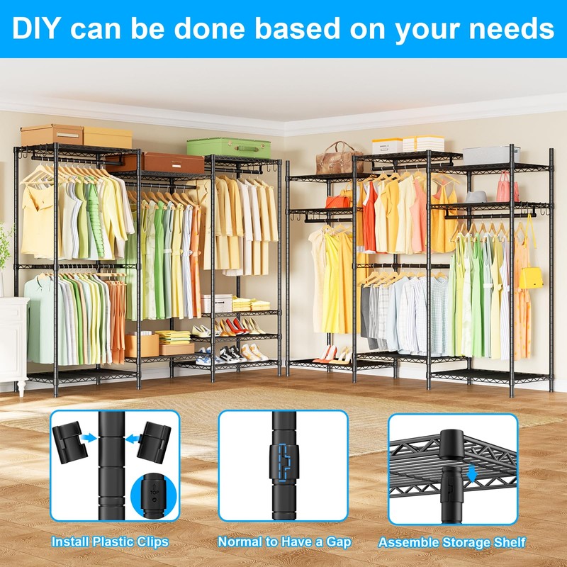 Ulif E13 Heavy Duty Clothes Rack（With 4 Hanger Rods &