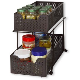 Simple Houseware 2 Tier Sliding Cabinet Basket Organizer Drawer, Bronze