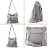 Kitise Womens Bright Colour Real Italian Suede Leather Fringe Shoulder