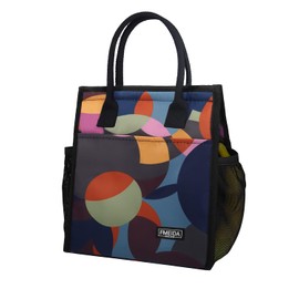 Fmeida Cooler Bag Insulated Lunch Bag for Women Thermal Lunch Tote Bag Reusable Lunch Box Bags for Girls Women Ladies Front and Side Pockets Colorful Circle