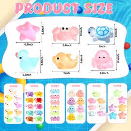 Barydat 300 Pcs Luminous Mini Ocean Resin Animals Figures Tiny Sea Animals Figurines Glow in The Dark for Aquariums Miniatures DIY Fish Tank Landscape Garden Sea Dollhouse Decor