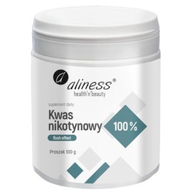 Aliness Nicotinic Acid 100%, Flush Effect, Nervous System, Dietary Supplement, 100 g Powder