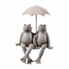 Hi-Line Gift Ltd. Couple Frogs Edge Sitting Statue Under Umbrella