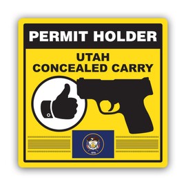 Yellow Utah Concealed Carry Permit Holder CCW Sticker for Water Bottle Phone Tumbler Hard hat - Four Pack