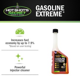 Hot Shot's Secret Gasoline Extreme 12 Oz, Concentrated Fuel System Cleaner, Fuel Additive for Gasoline Engines, Fuel Injector Cleaner - Increases Fuel Economy & Restores Engine Performance