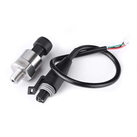 Pressure Sensor, DC 5 V 1/8 Inch NPT Thread Stainless Steel Water Oil Gas Pressure Sensor Pressure Transducer Transmitter, Suitable for Oil, Fuel, Gas, Water, Air Pressure (100 PSI)