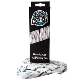 AAA Hockey Pro Waxed Hockey Laces - Veteran Owned Company (120" / SR 10 - SR 13, White - Classic)