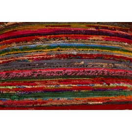 Trade Star Indian Rag Rug Cushion Cover, Hand Loomed Throw For Bed, Multi color Recycle Decorative Square Pillow, Hippie Cushion Cover 16" x 16" (Pattern 6)