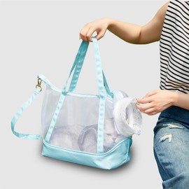 Vinqki See-Through Cat Bag for Small Dogs and Cats, Shoulder and Crossbody Design, Includes Detachable Walking Leash/Shoulder Strap, Soft Collapsible Dog and Cat Carrying Bag, Blue