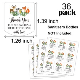 Hand Sanitizer Labels Thank You for Showering Our Little One with Love Stickers, Baby Shower Favor Stickers, Safari Baby Shower Party Favors., Green, 1.26 inch x 1.39 inch