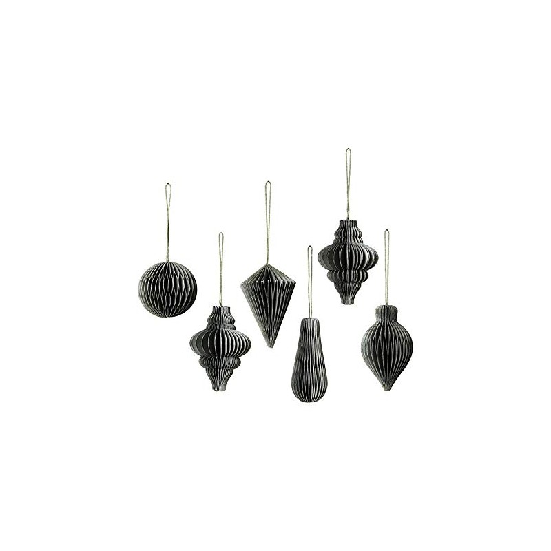 Broste Decorative Christmas Mix Paper Pendants Set of 6 Ready