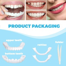 2 Paare Prothesen Gefälschte Zähne, Lächeln Zähne Furniere,Komfort Sofortige Kosmetische Veneers Zähne Oben und Unten,Falsche Künstliche Temporäre Zahnspange,für Männer Frauen
