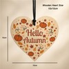 Red Ocean Hello Autumn Decorations Hanging Wooden Heart Plaque Autumn