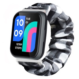 Lamshaw Compatible for Wy-ze Watch 47mm Band, Fabric Elastic Scrunchie Elastic Women Cute Replacement Straps Compatible with Wy-ze Watch 47mm Smartwatch (Grid)